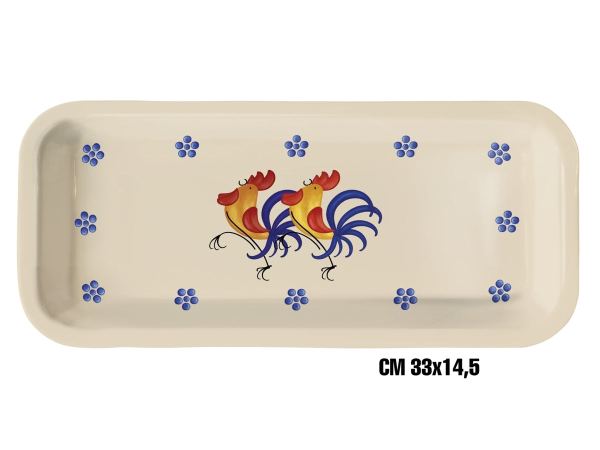 Vassoio 33x14,5cm in melamina decoro galli