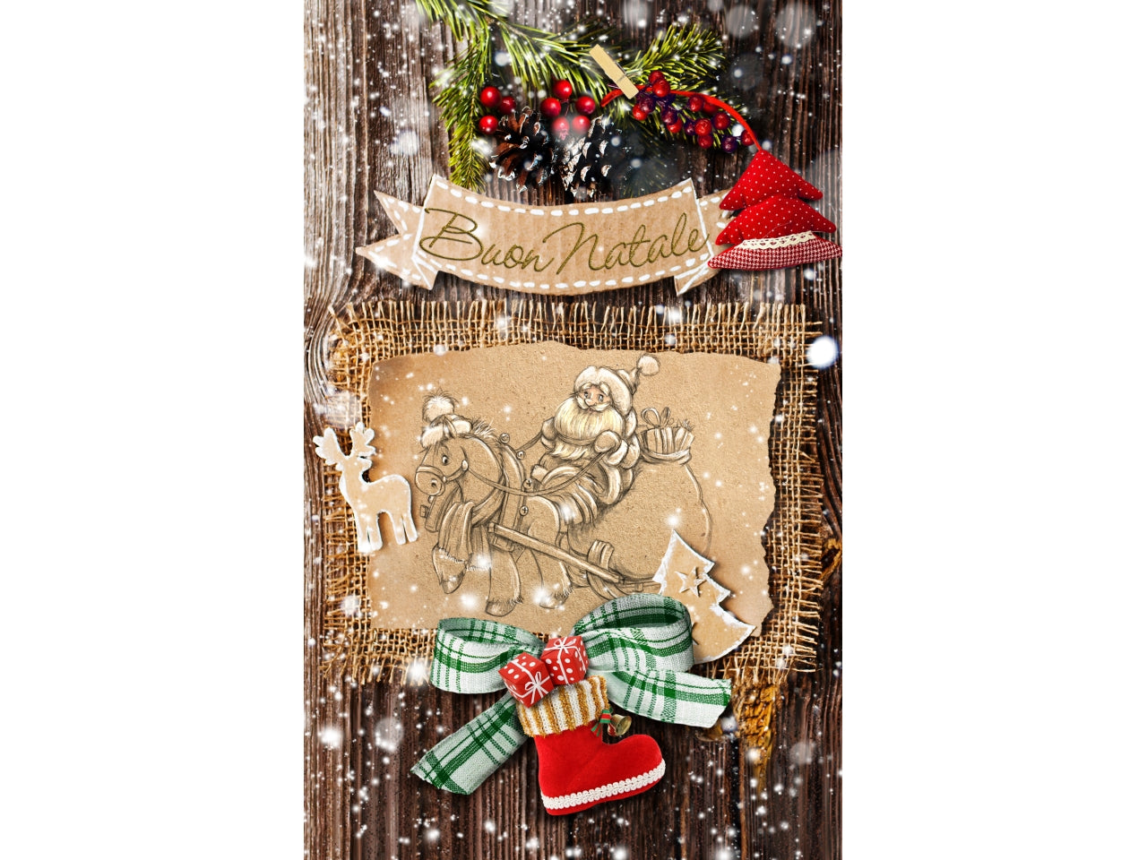 Biglietti buon natale 9x14cm in confezione da 6 pezzi fantasie assortite