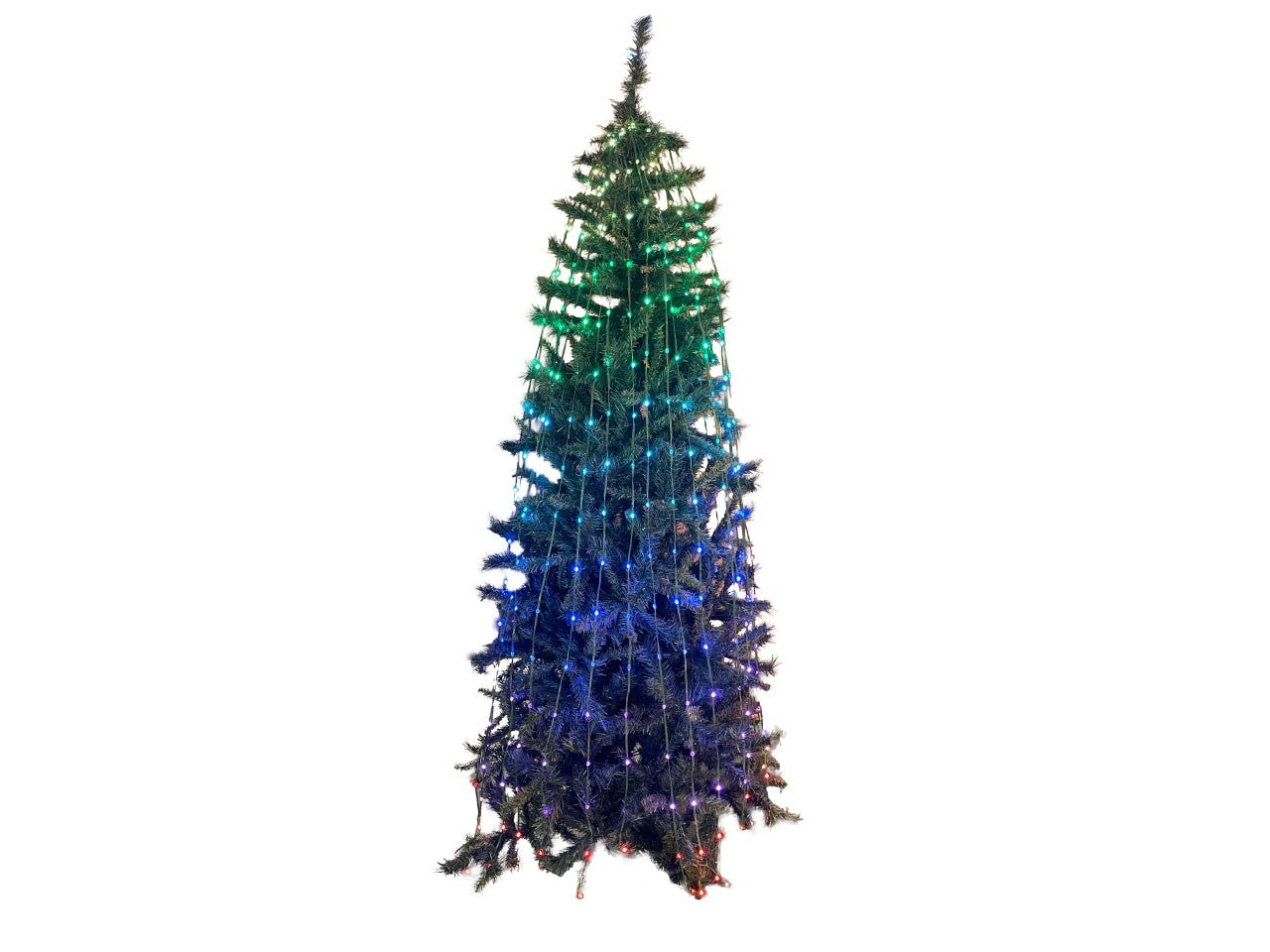 Tenda luci per albero da 180cm con 204 led "app-i light fantasy" smart rgb, telecomando e app, cavo scuro, IP44 per uso interno ed esterno