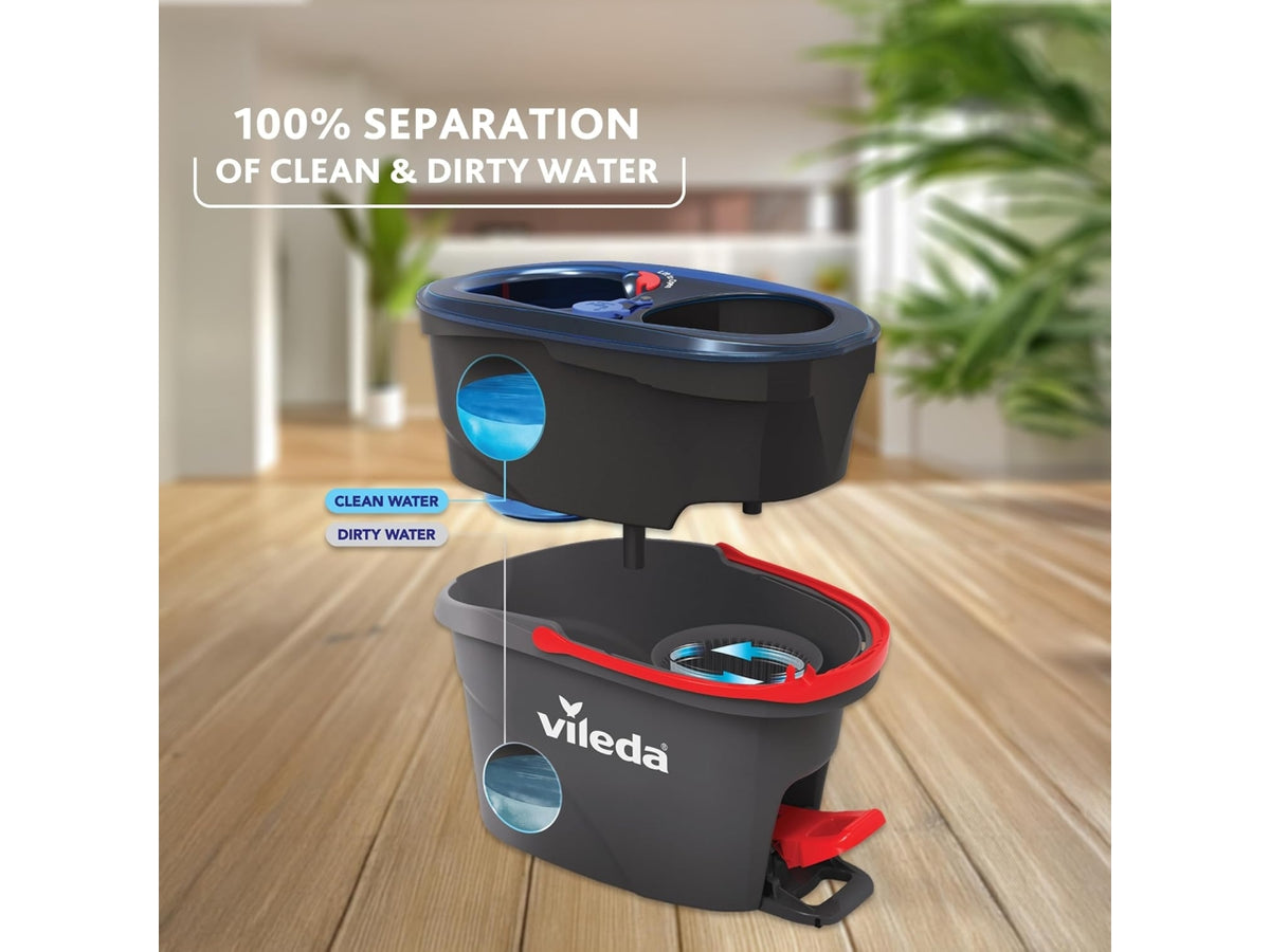 Vileda H2pro Spin Mop System lavapavimenti con centrifuga, doppio scomparto per acqua pulita e sporca