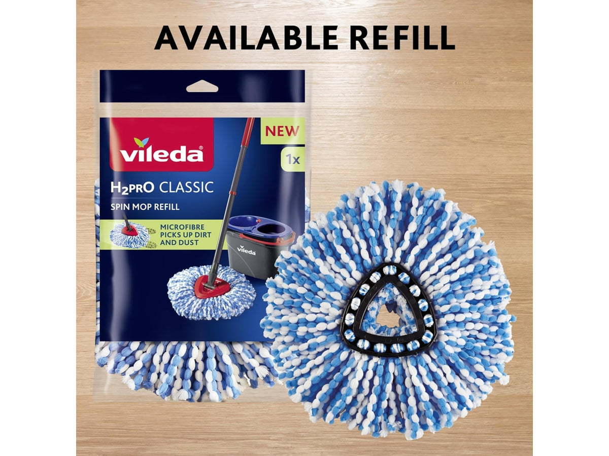 Vileda H2pro Spin Mop System lavapavimenti con centrifuga, doppio scomparto per acqua pulita e sporca