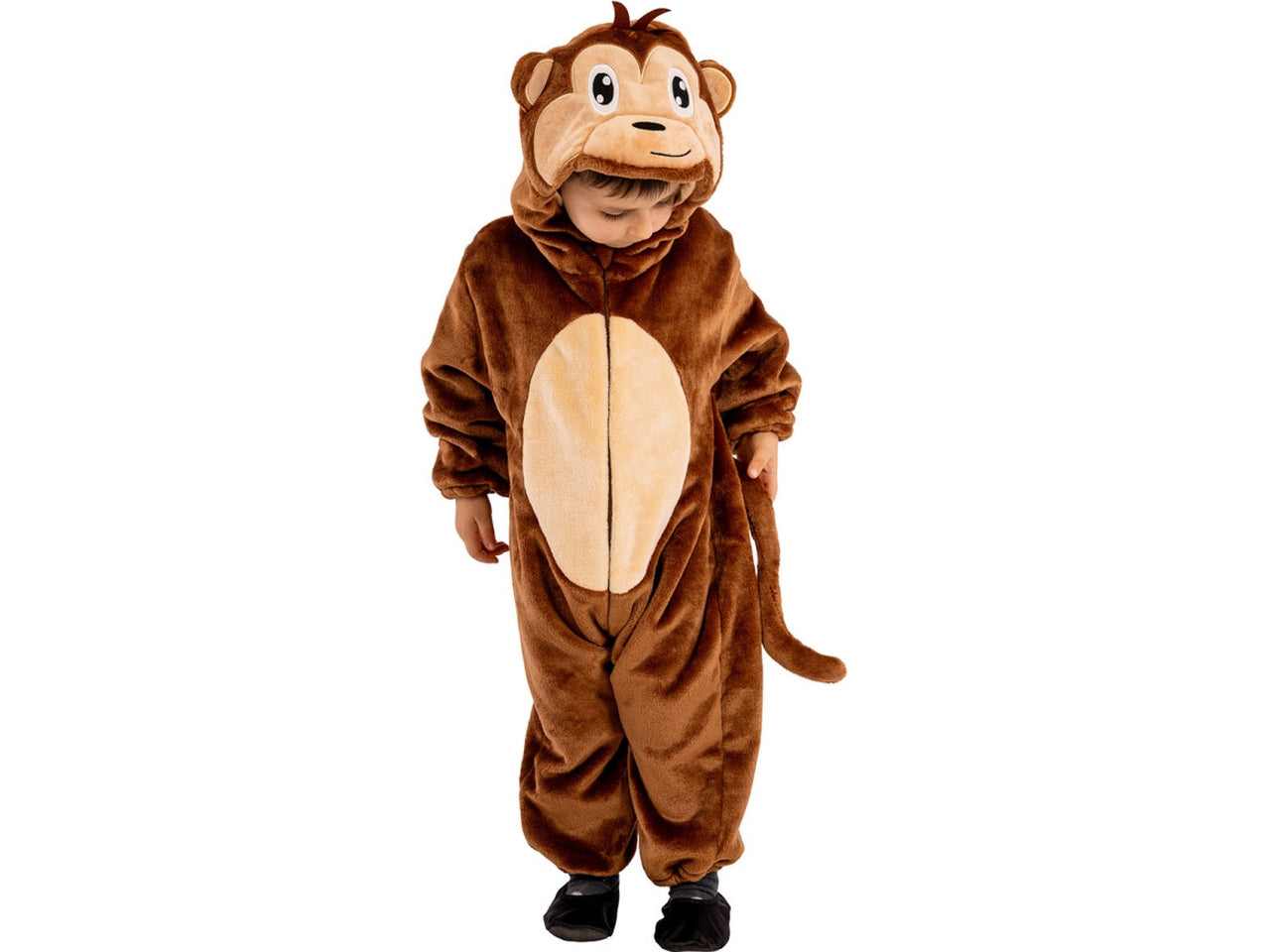 Costume scimmietta, tutina in pelliccetta con cappuccio taglia III 3anni