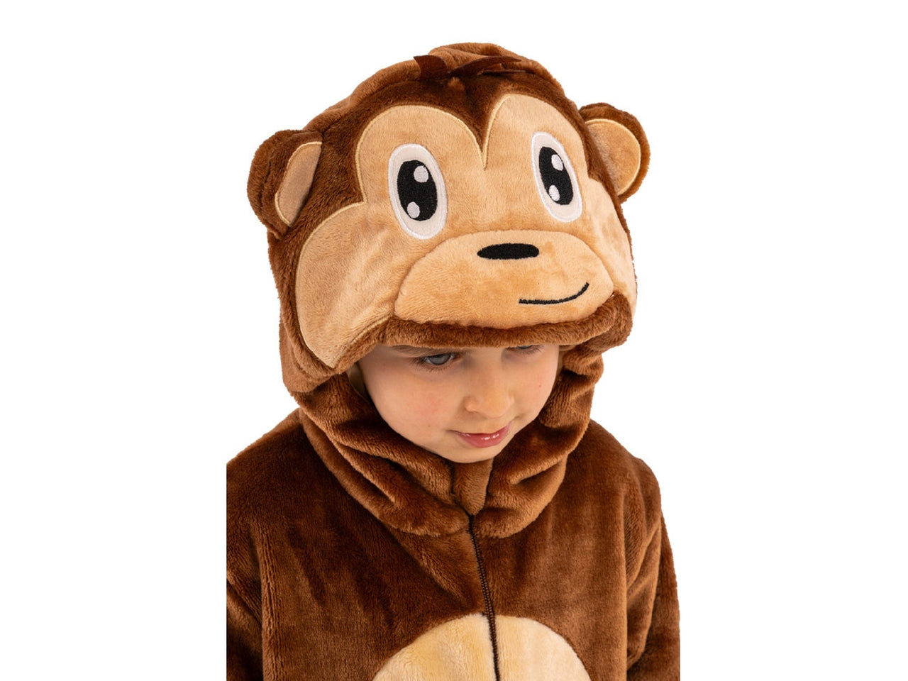 Costume scimmietta, tutina in pelliccetta con cappuccio taglia III 3anni