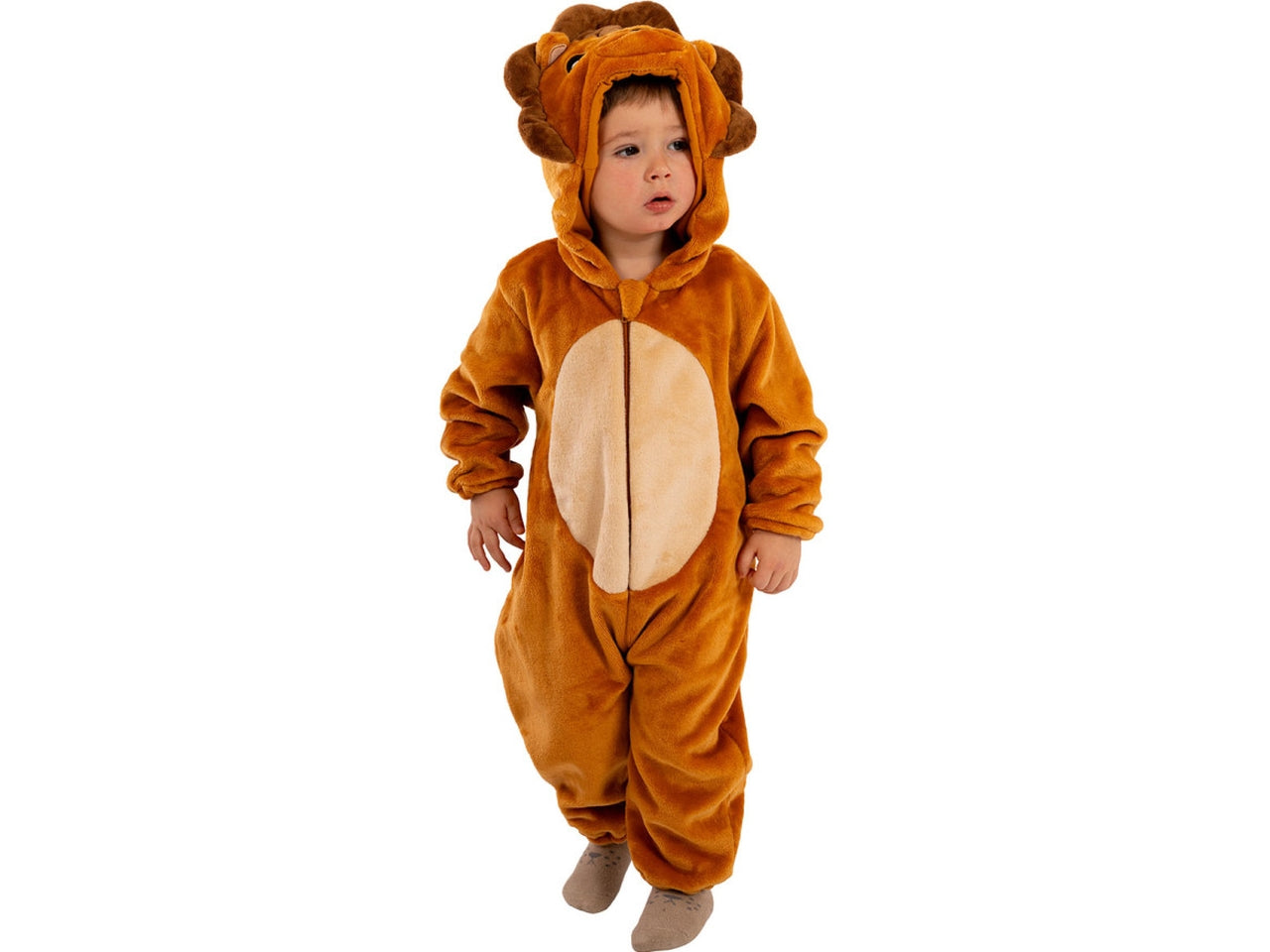 Costume leoncino, tutina in pelliccetta con cappuccio taglia III 3anni