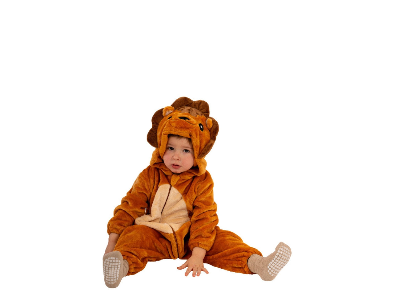 Costume leoncino, tutina in pelliccetta con cappuccio taglia III 3anni
