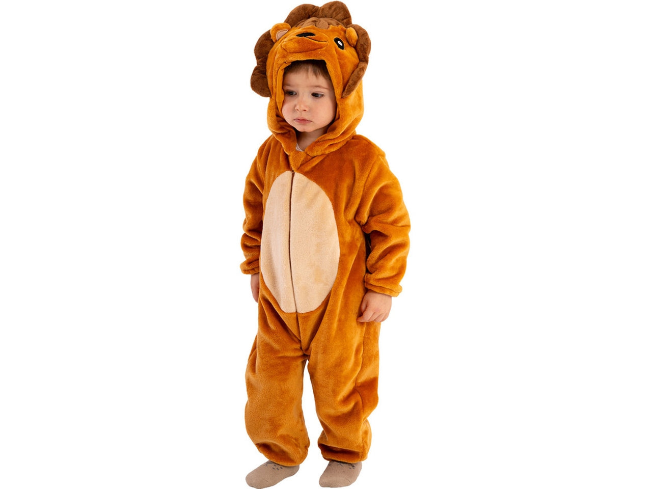 Costume leoncino, tutina in pelliccetta con cappuccio taglia III 3anni