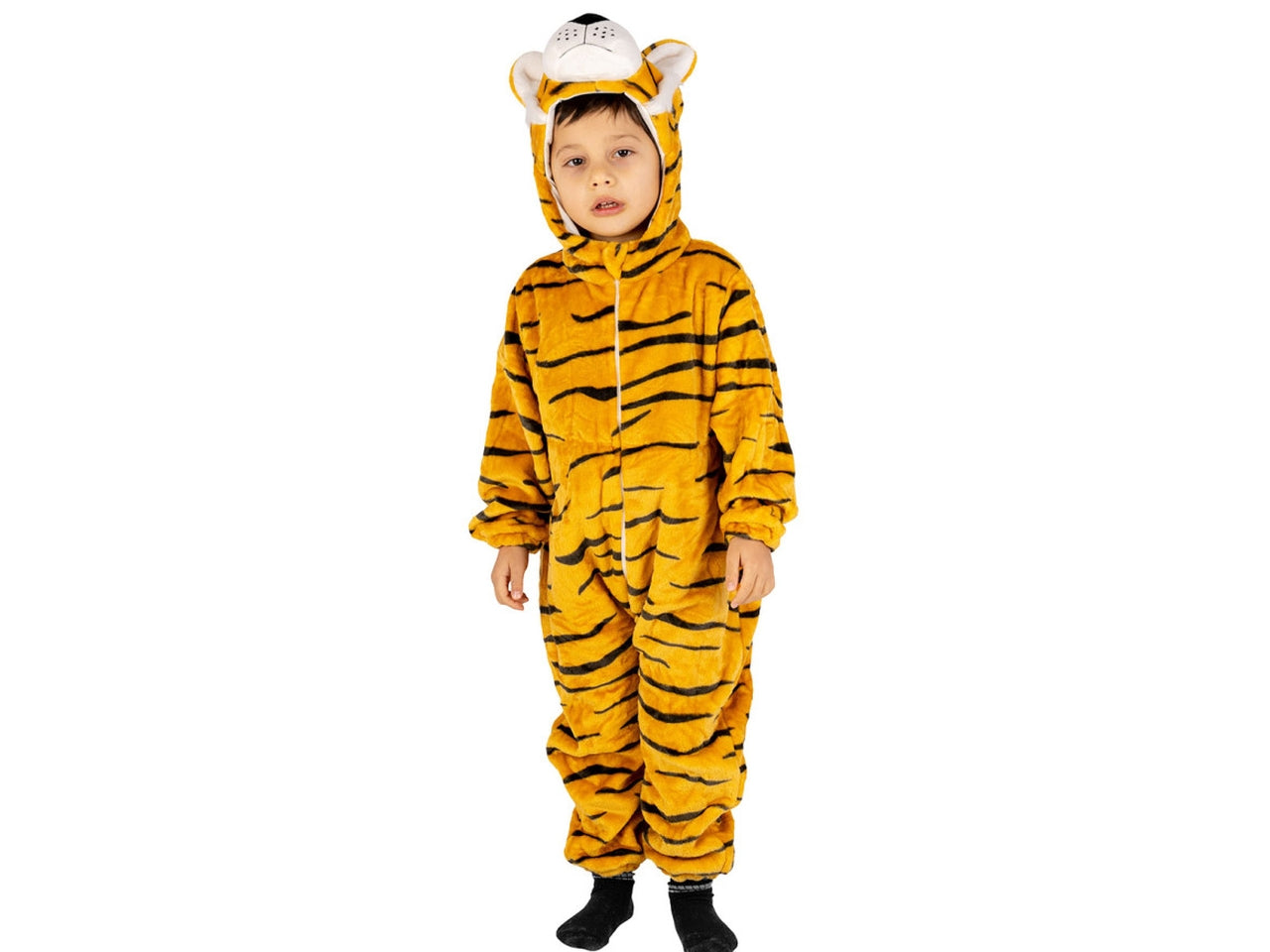 Costume tigrotto, tutina in pelliccetta con cappuccio taglia II 1-2anni