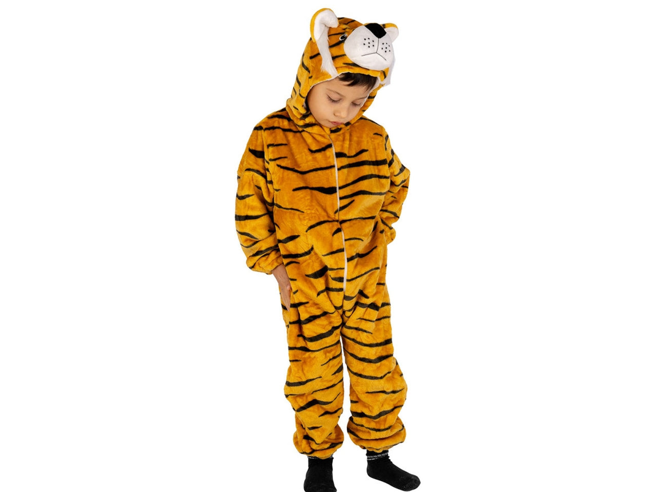 Costume tigrotto, tutina in pelliccetta con cappuccio taglia III 3anni