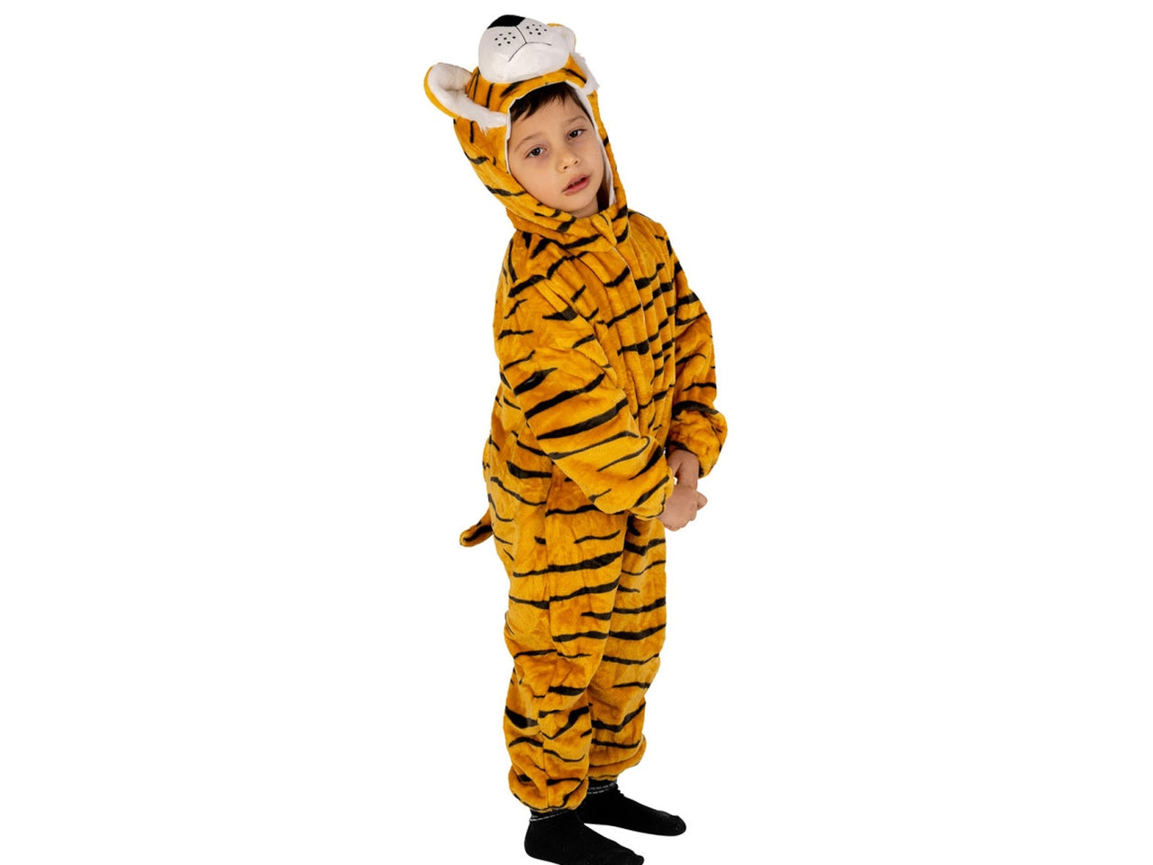 Costume tigrotto, tutina in pelliccetta con cappuccio taglia III 3anni