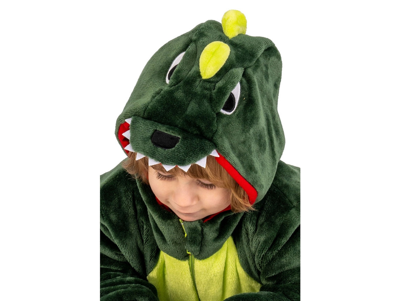 Costume dinosauro, tutina in pelliccetta con cappuccio taglia II 1-2anni