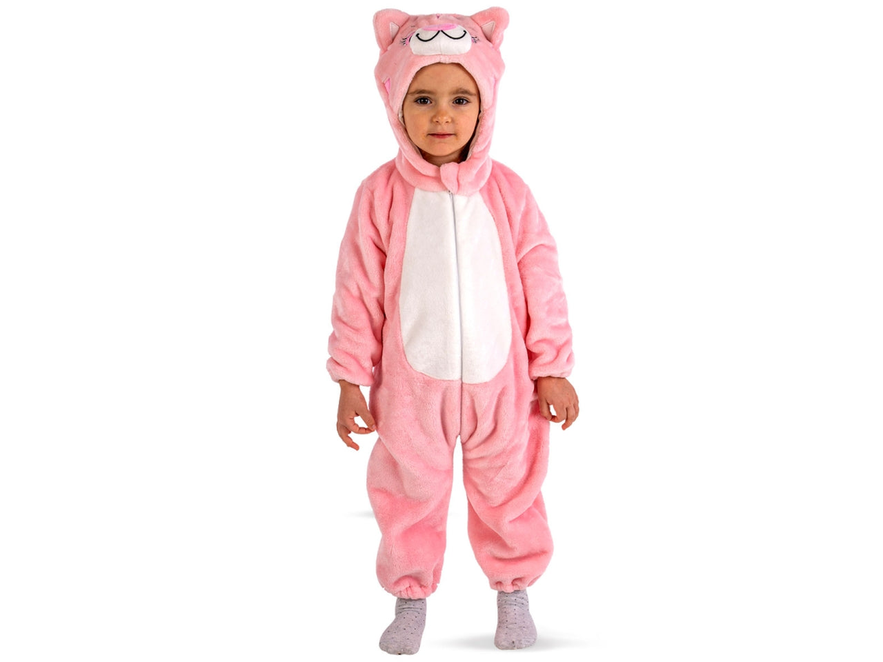Costume gattina, tutina in pelliccetta con cappuccio taglia II 1-2anni