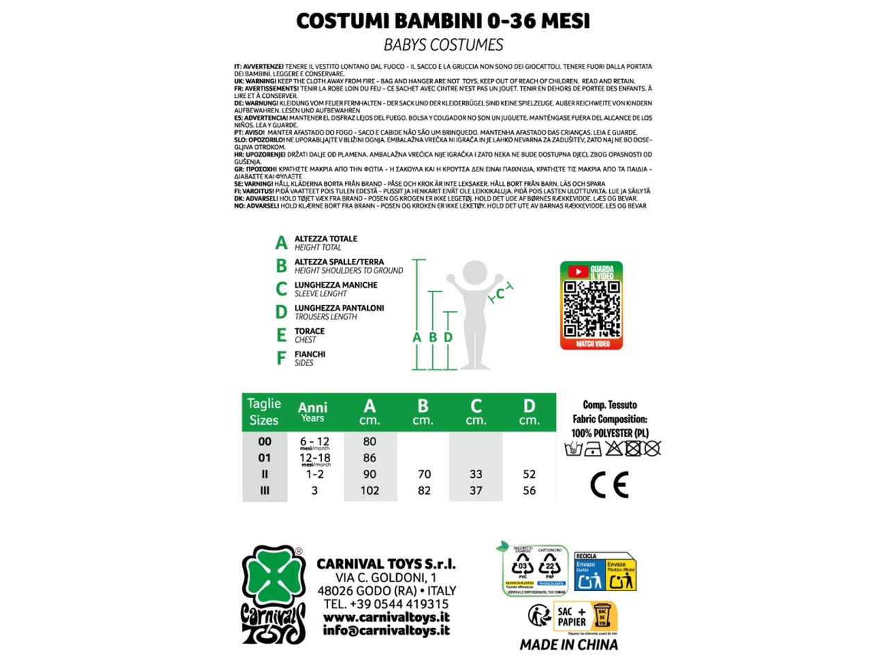 Costume gattina, tutina in pelliccetta con cappuccio taglia III 3anni