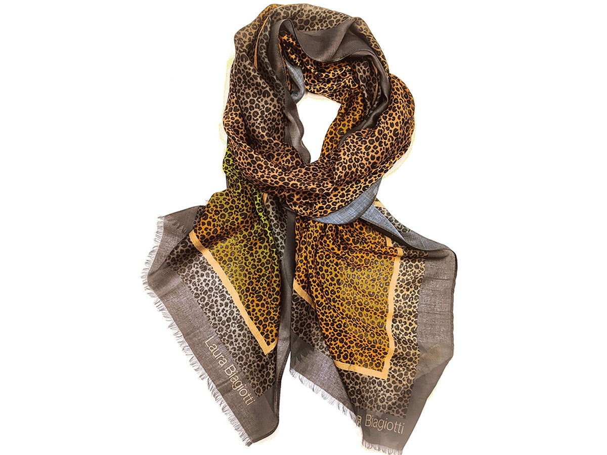 Sciarpa micromacchie cammello 80x180cm