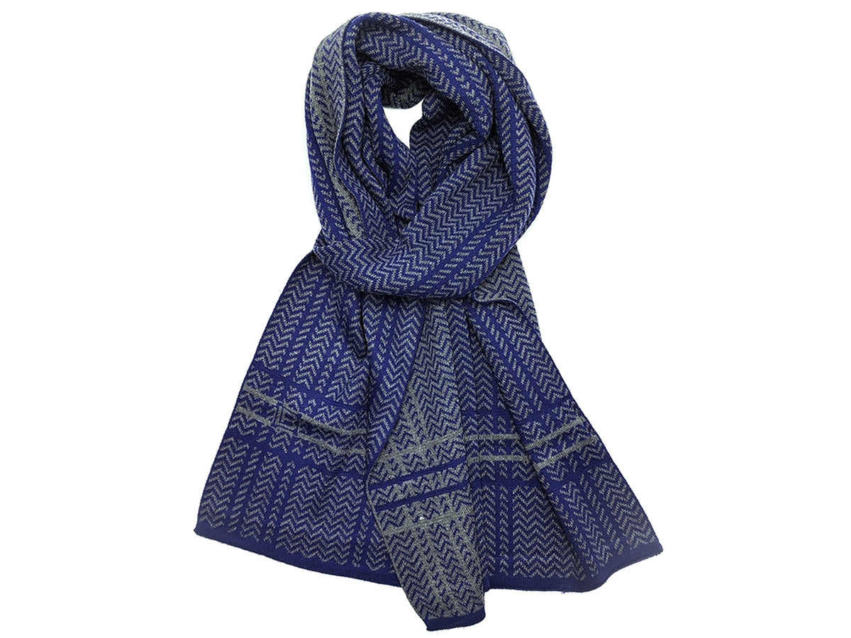 Sciarpa jacqard righe blu 30x180cm