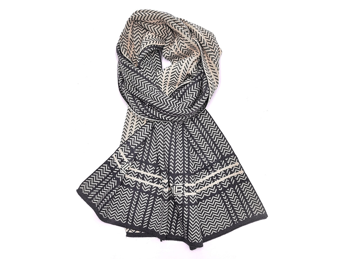 Sciarpa jacqard righe grigio 30x180cm