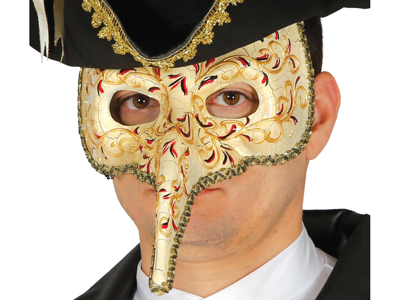 Maschera veneziana decorata con naso lungo