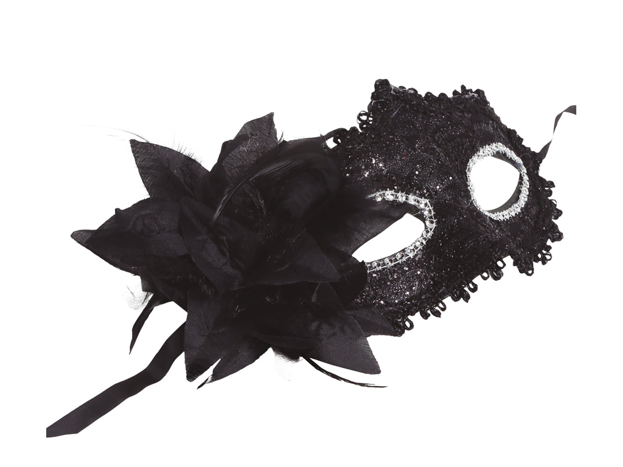 Mascherina nera con fiore