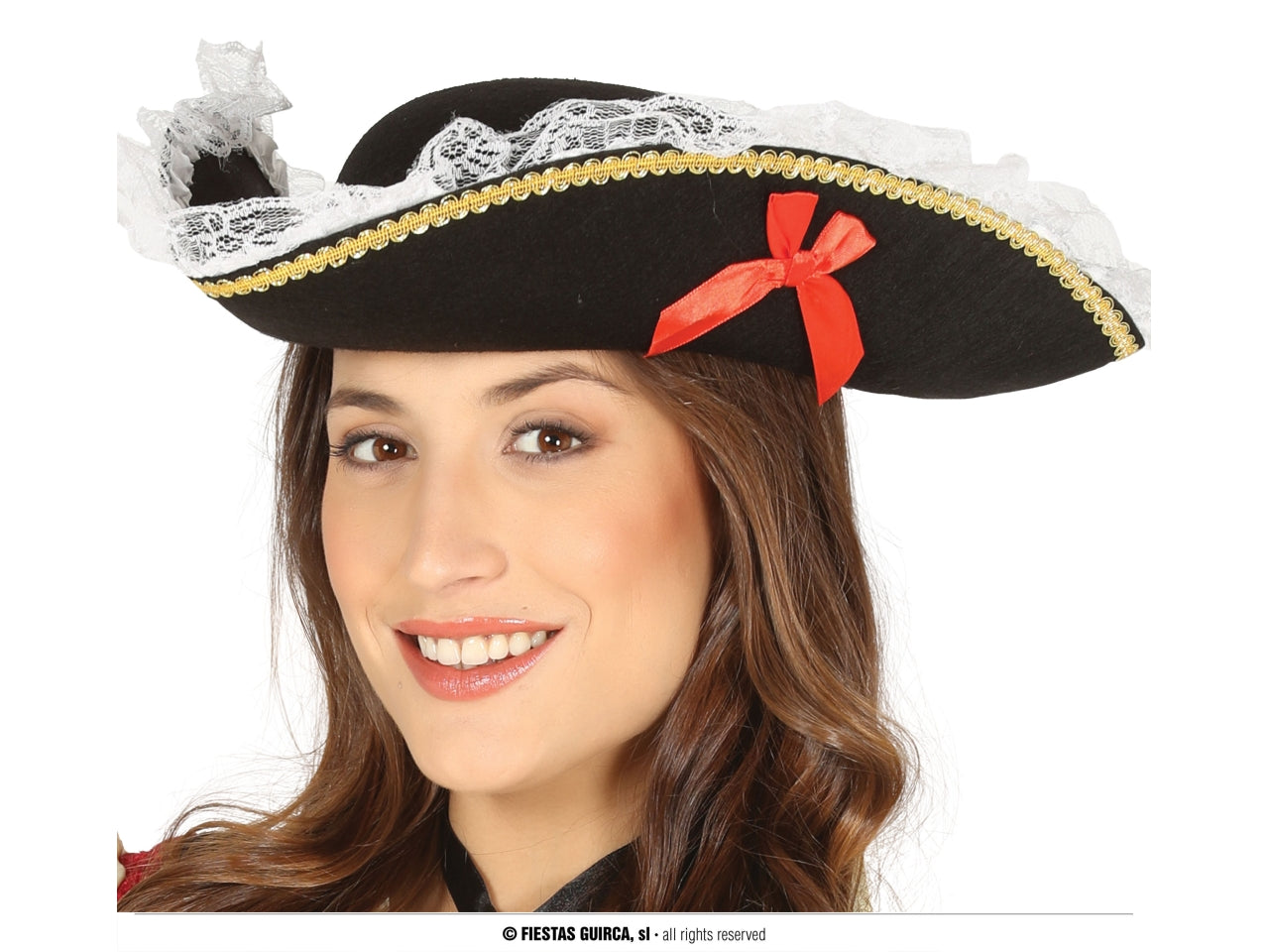 Cappello piratessa feltro con finiture in pizzo