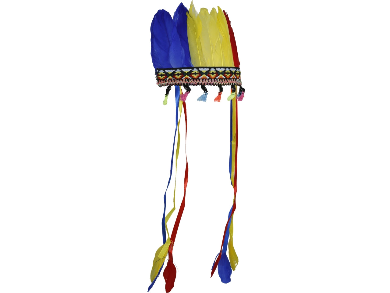 Copricapo indiano con piume multicolore