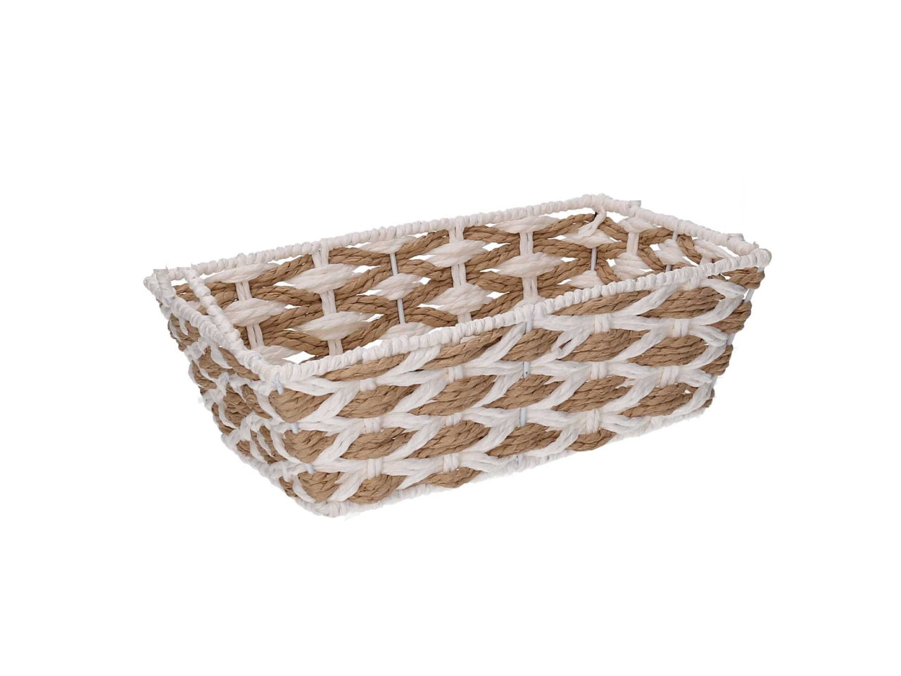 Cesta intrecciato naturale/bianco 15x15xh.10cm