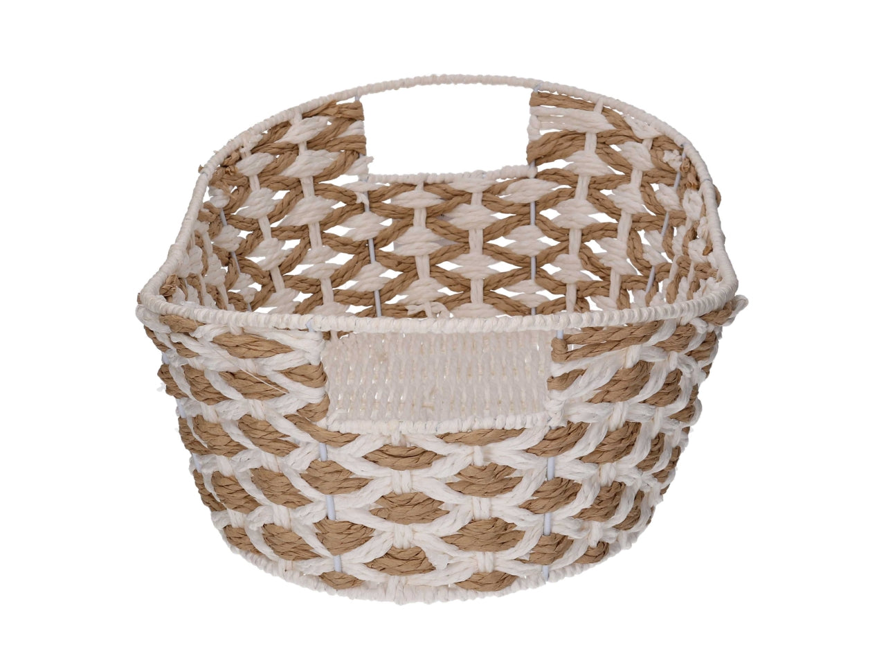 Cesta ovale intrecciato naturale/bianco 43x28xh.11/15cm