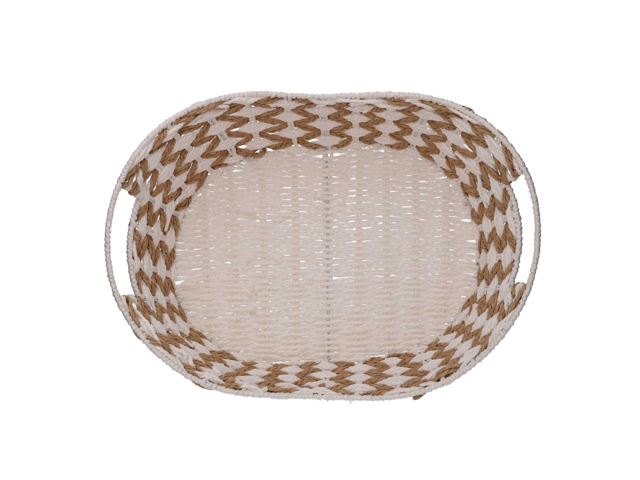 Cesta ovale intrecciato naturale/bianco 47x35xh.11,5/16,5cm