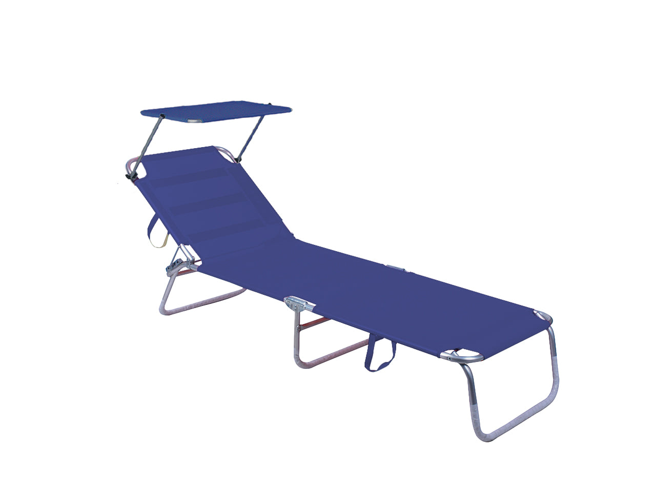 Lettino Beach pieghevole c/parasole 189x56x27cm blu