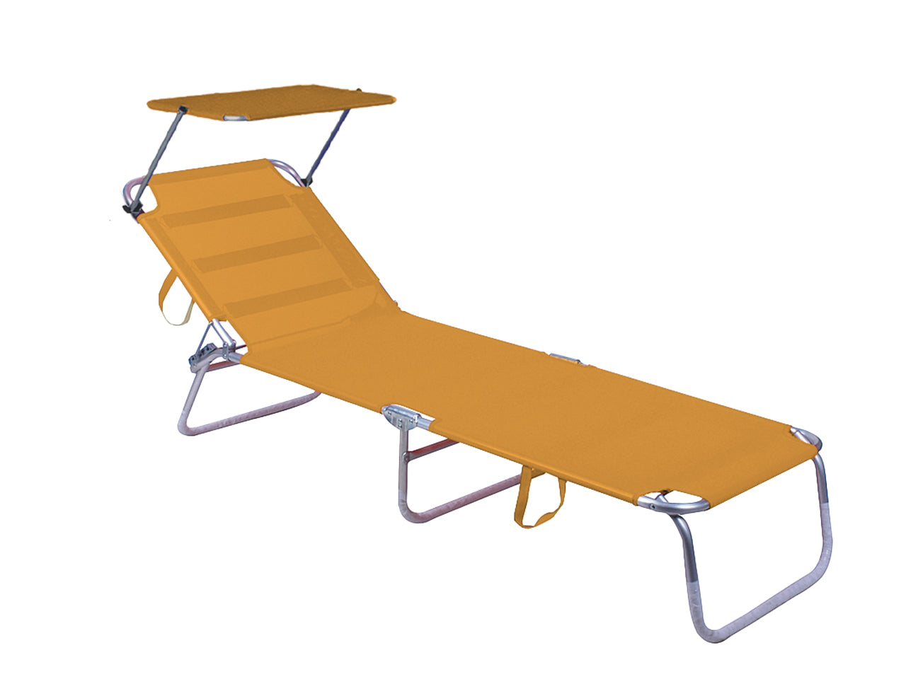 Lettino Beach pieghevole c/parasole 189x56x27cm arancione