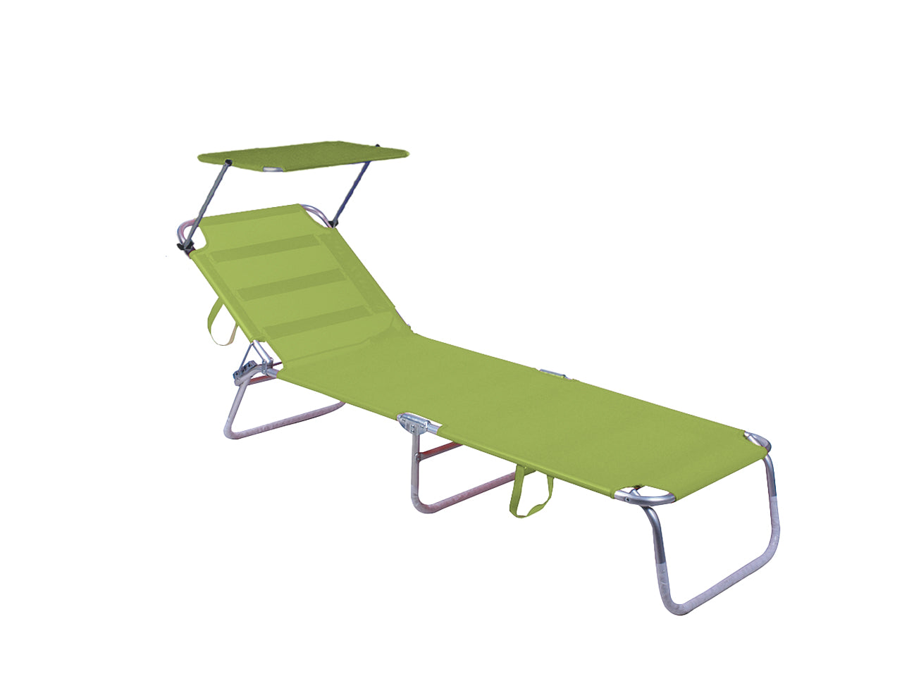 Lettino Beach pieghevole c/parasole 189x56x27cm verde
