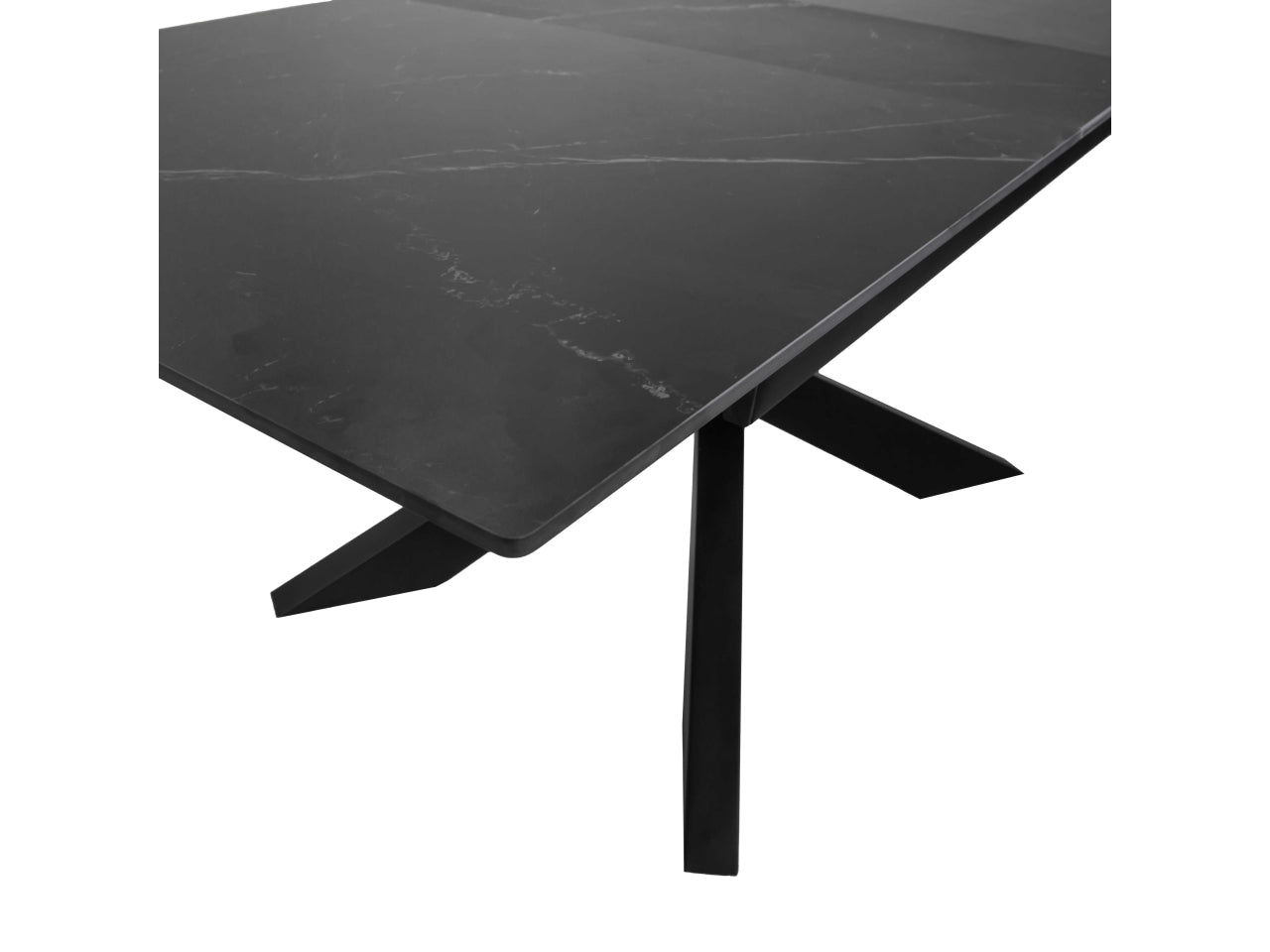 Tavolo Pepper allungabile con top in pietra sinterizzata antracite 160/200x90xh.76cm e piedi in metallo incrociati