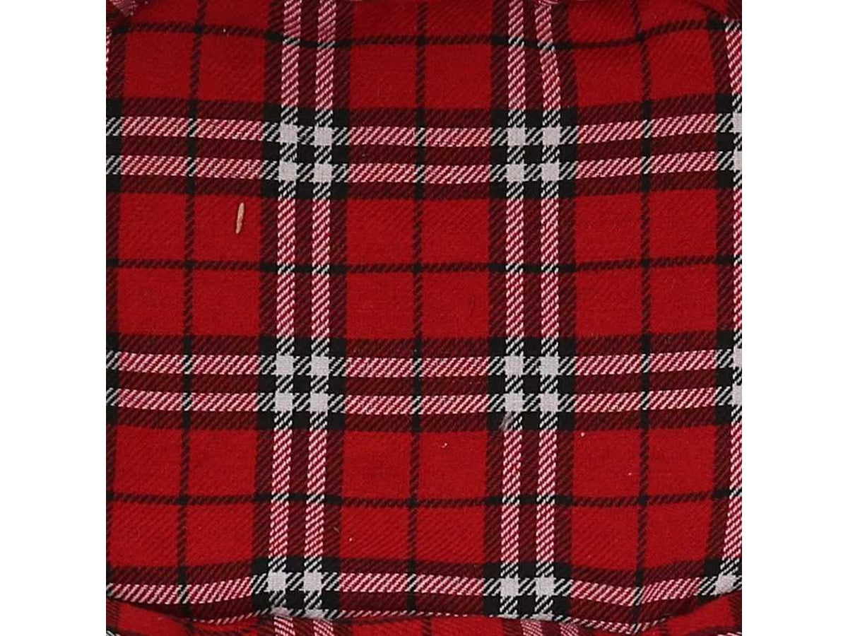 Cesta vimini naturale con fodera scozzese  rosso ovale cm33x24h11,5