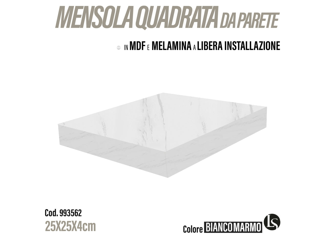Rus mensola mdf 25x25x3.8cm