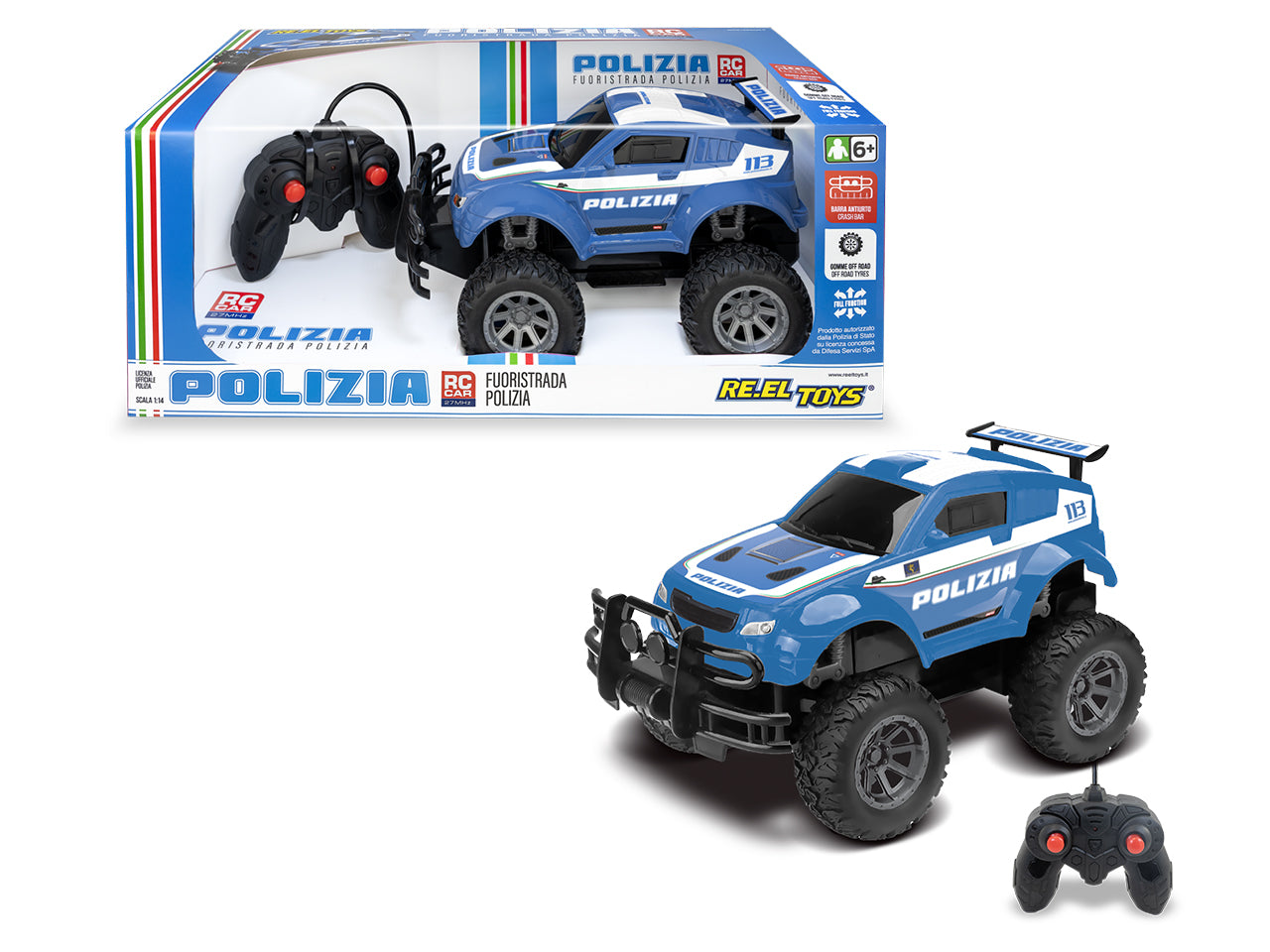 Fuoristrada Big wheels polizia radiocomando in scala1:16
