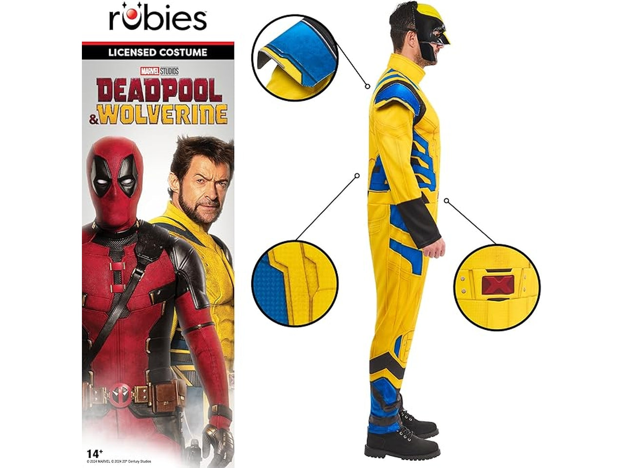 Costume adulto wolverine deluxe, composto da tuta, guanti con lame e maschera taglia S