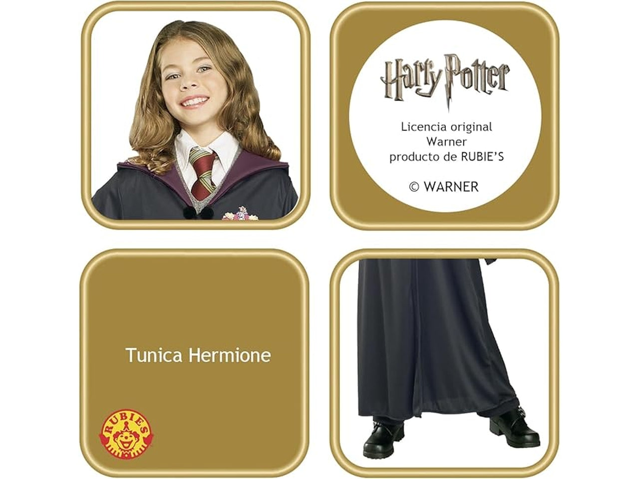Costume Harry Potter, composto da tunica con cappuccio e spilla taglia XL 9-10 anni