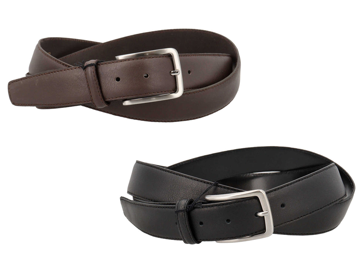 Cintura vitello nappa cucitura fine extralunga nero o moro misure assortite