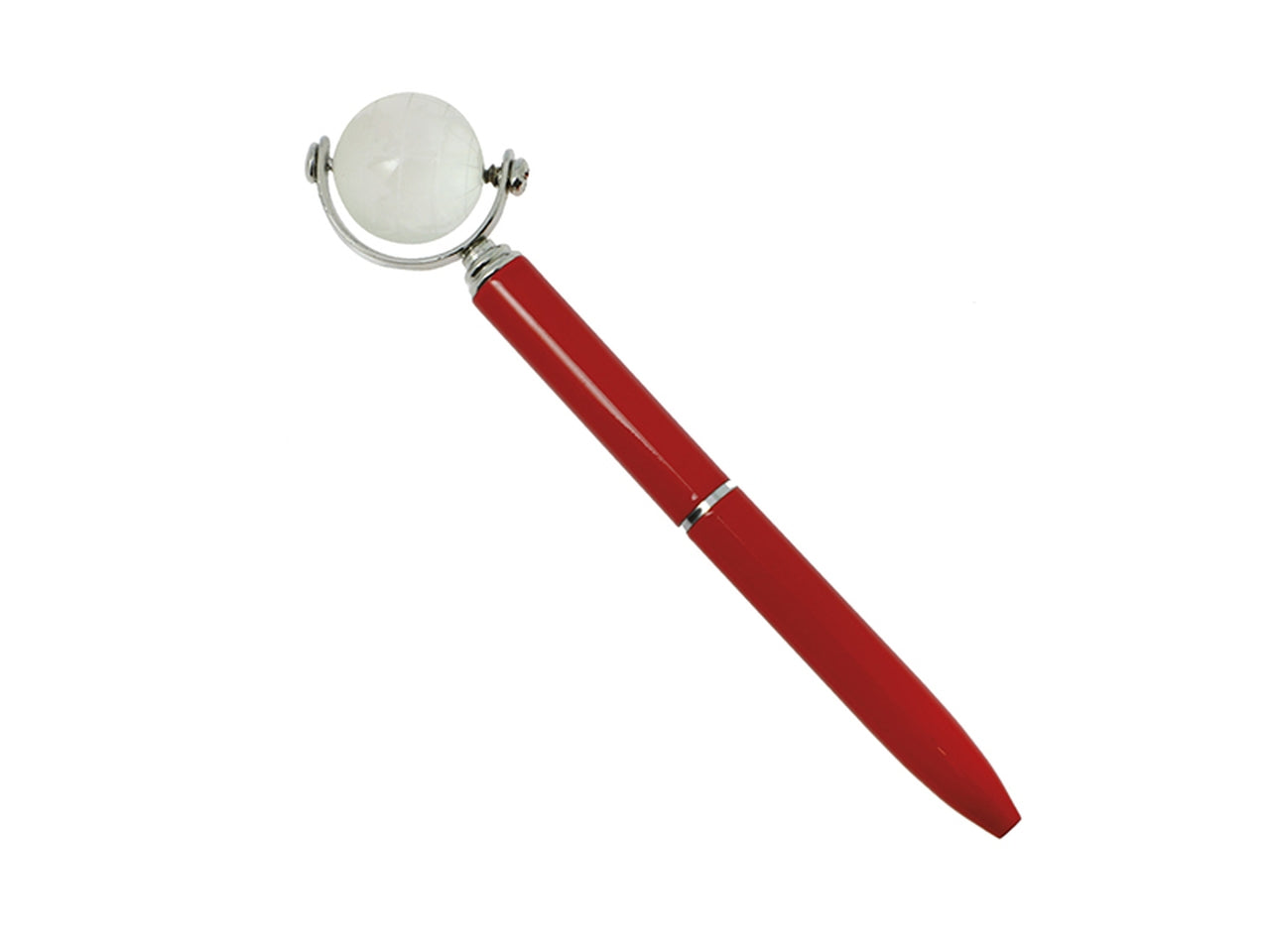 Penna 12cm rossa con mappamondo trasparente