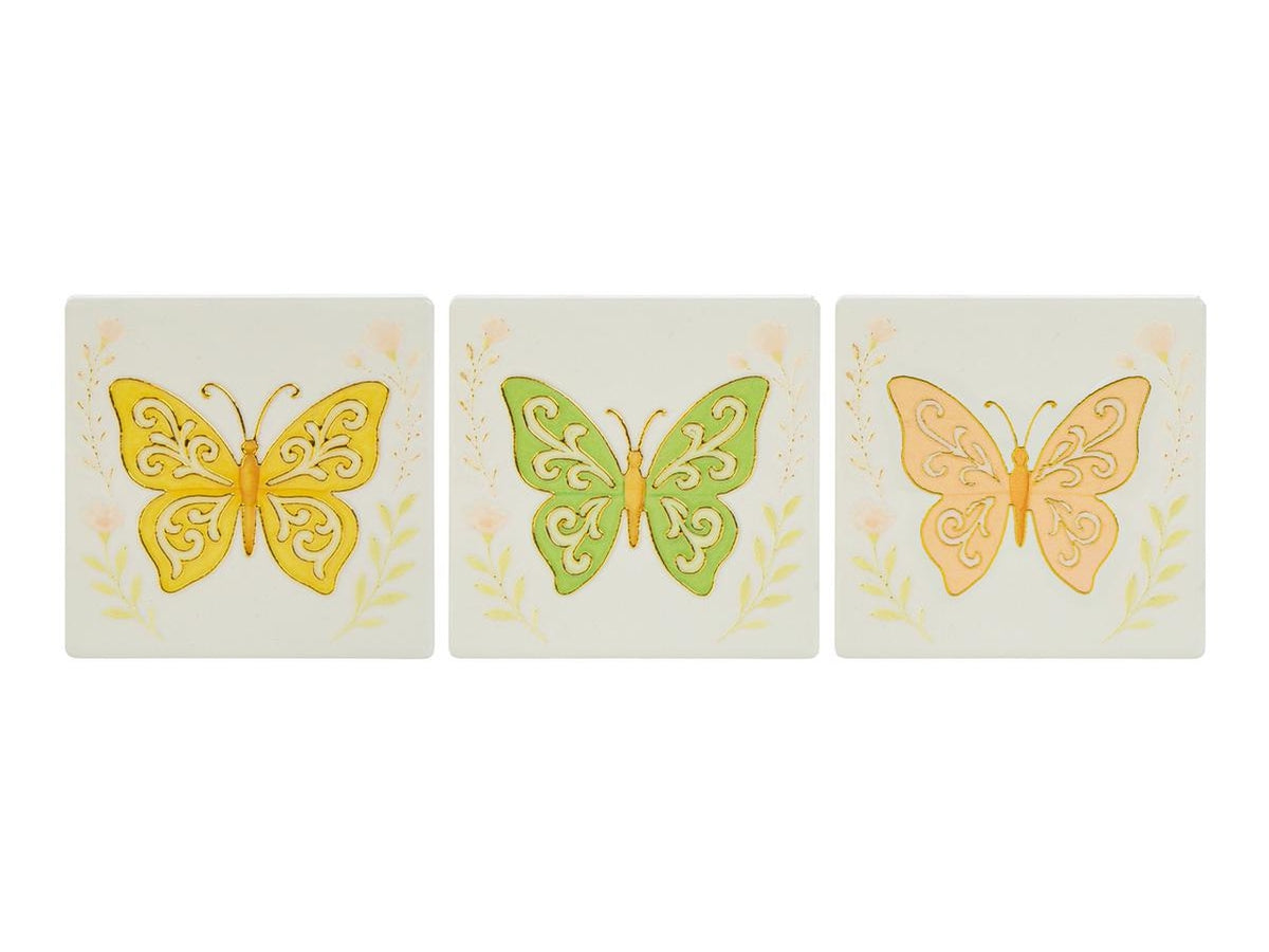 Calamita con decoro farfalla 7,5x7,5cm in 3 assortimenti
