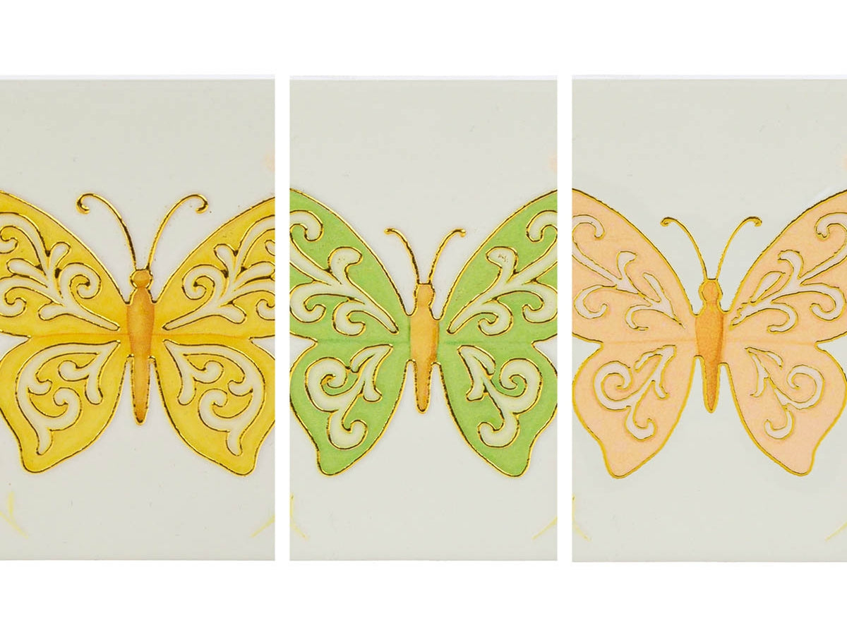 Calamita con decoro farfalla 7,5x7,5cm in 3 assortimenti