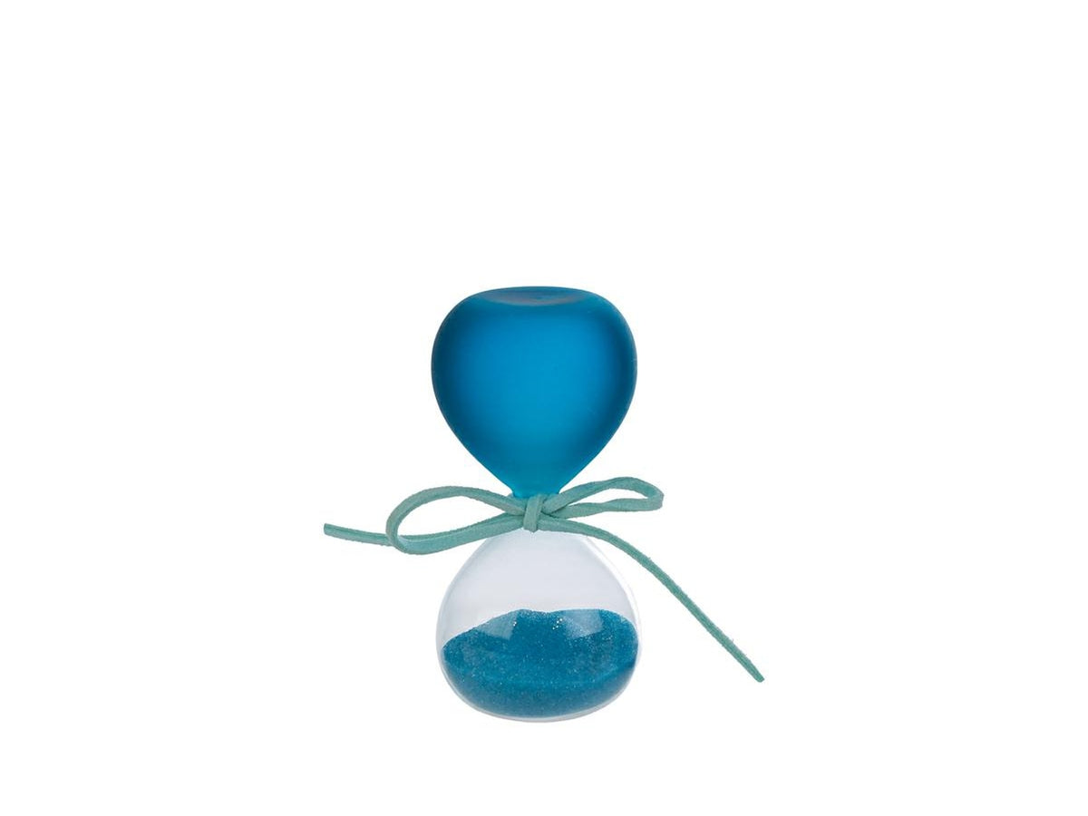 Clessidra in vetro satinato 8cm celeste con scatola
