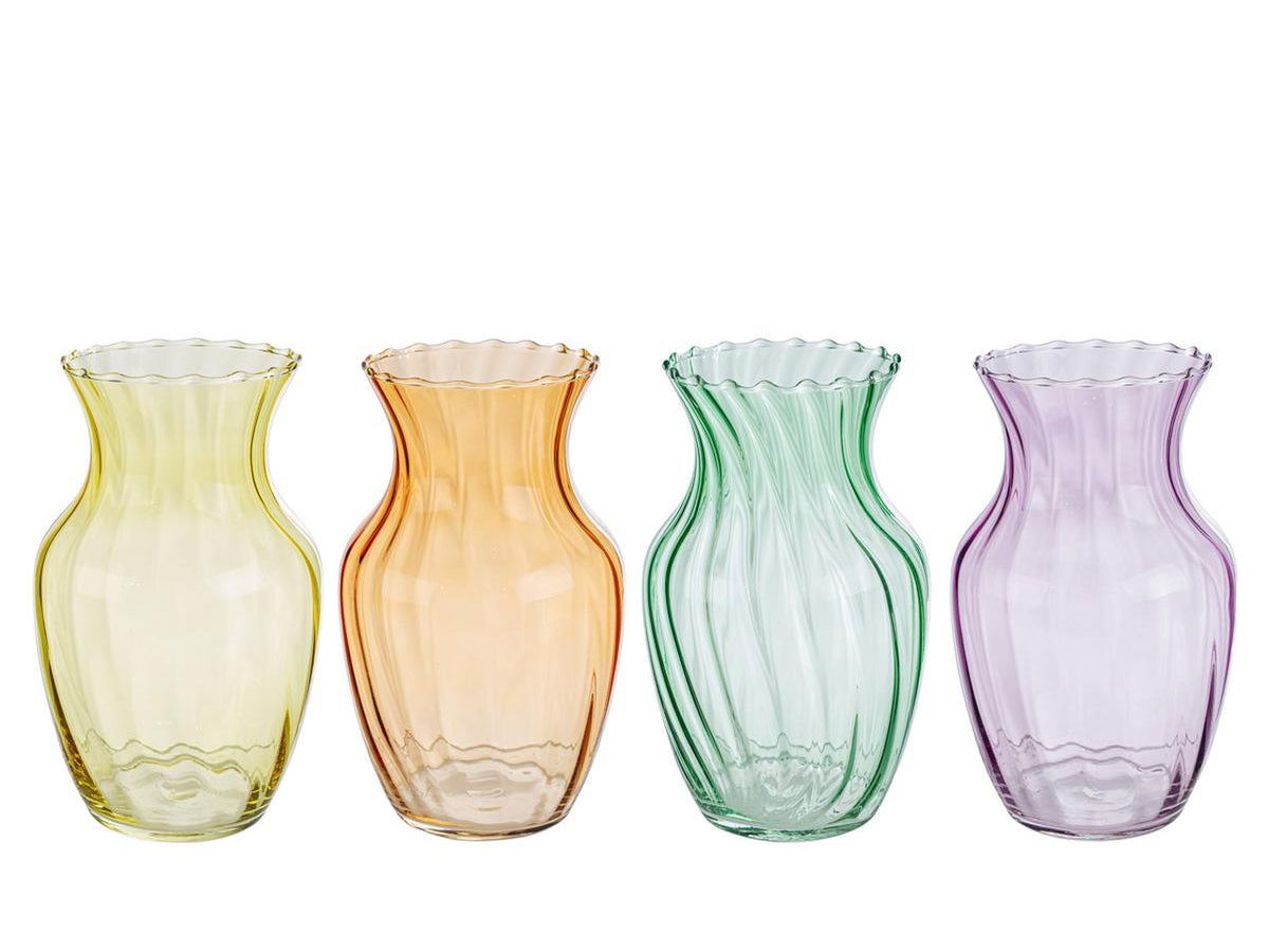 Vaso vetro 12,5x12,5xh.20cm in 4 colori assortiti