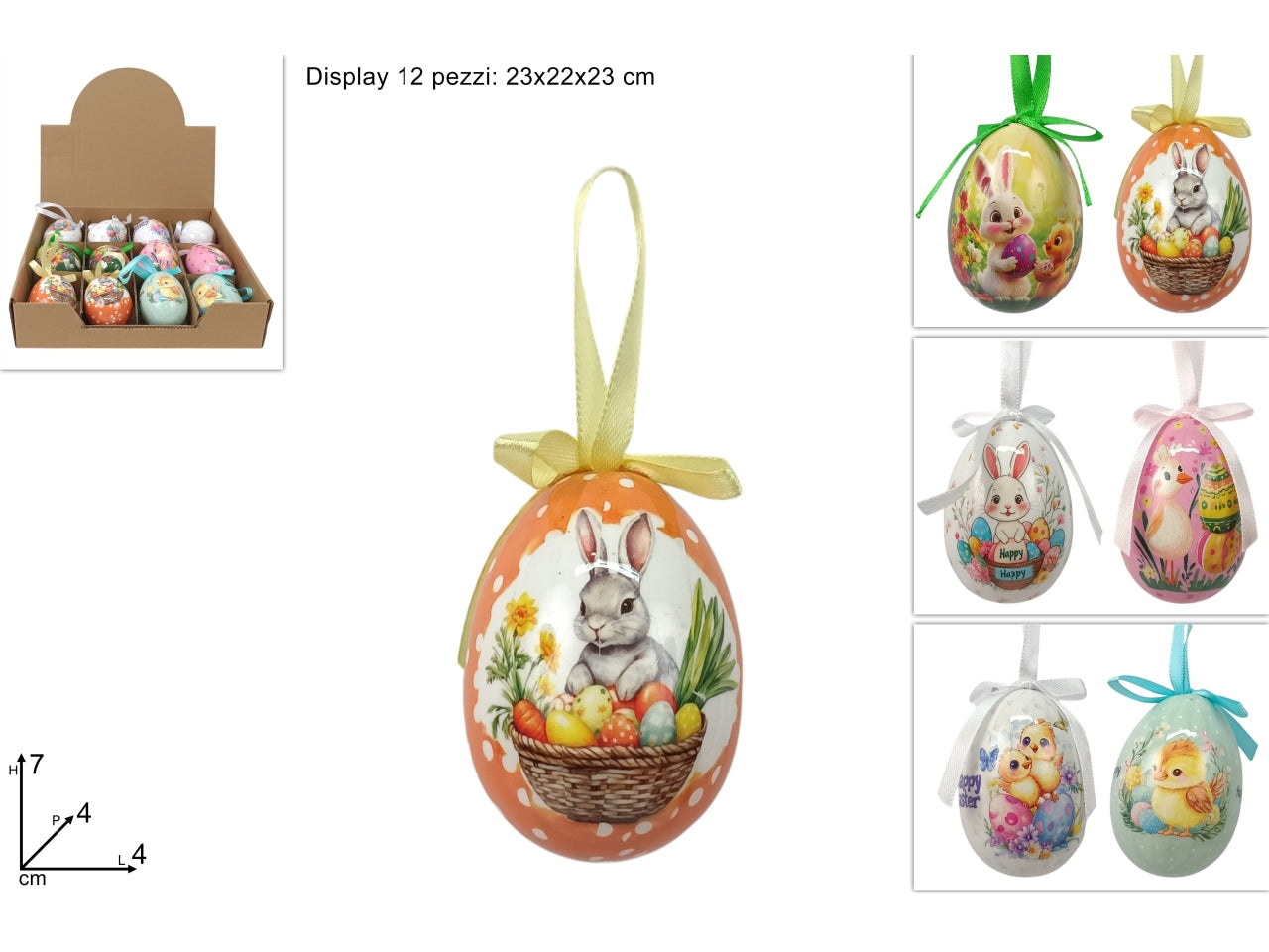 Uovo appendino decorato 7cm assortito