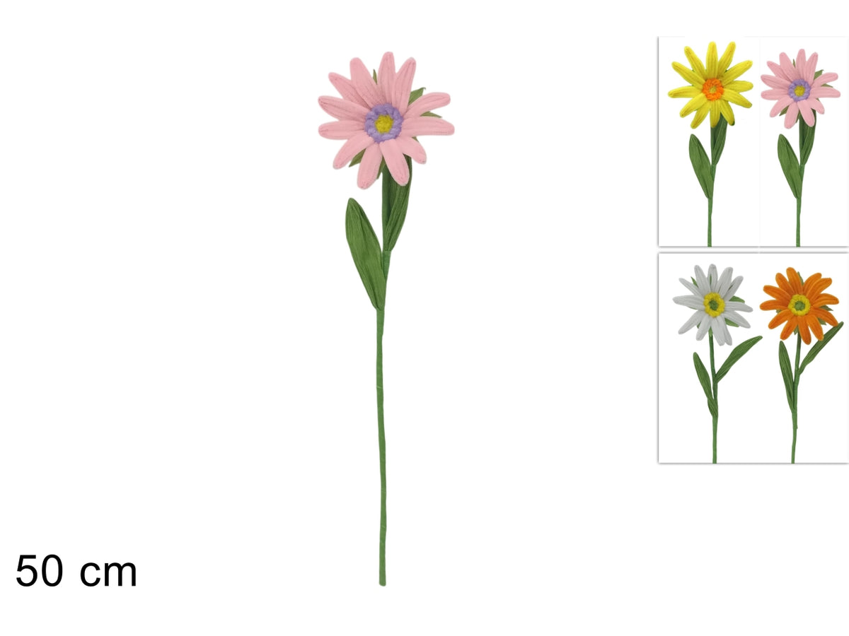 Stelo fiore margherita 50cm in 4 colori assortiti