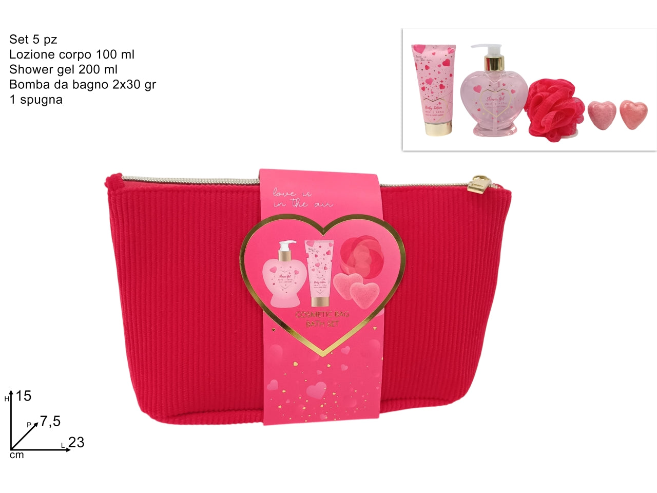 Confezione regalo beauty rosso con 5 oggetti linea corpo