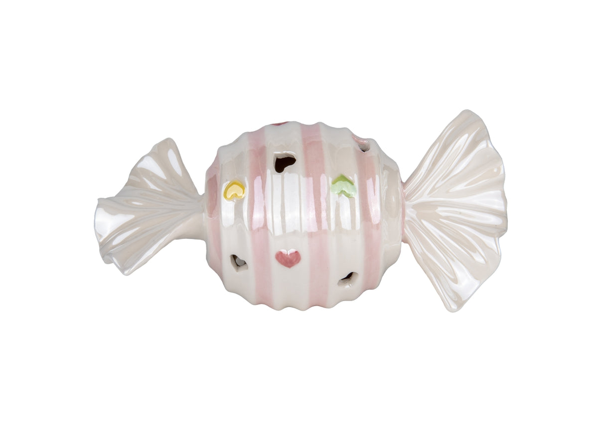 Candy caramella baby in porcellana con led 15cm rosa
