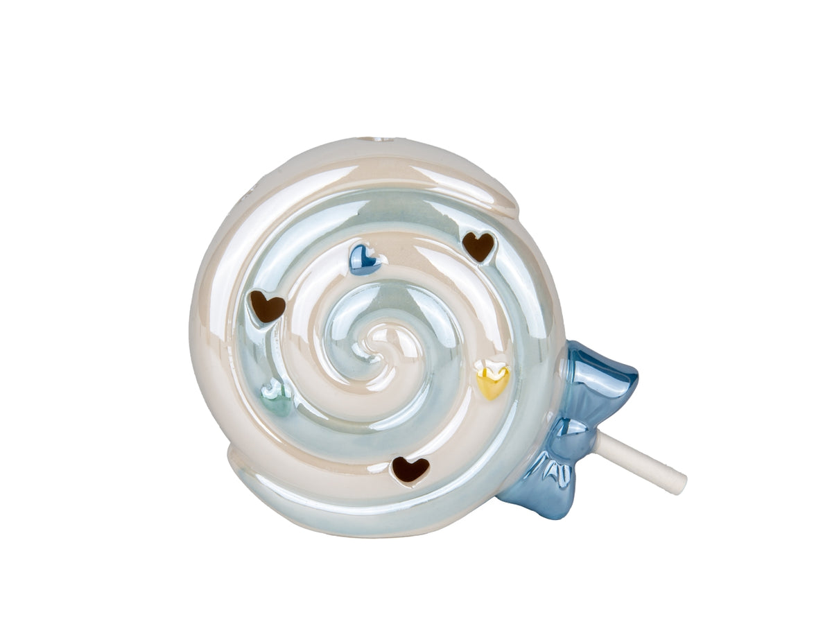 Lollipop lecca lecca baby in porcellana con led 12cm celeste