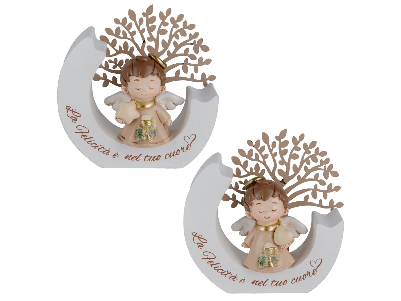 Pop angelo comunione con albero h12x11cm 2 assortimenti
