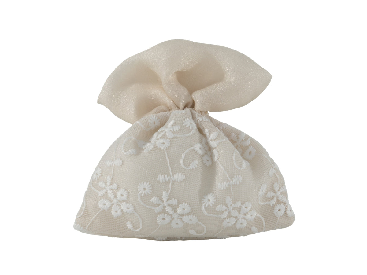 Matilde sacchetto portaconfetti ricamato 10x11cm beige