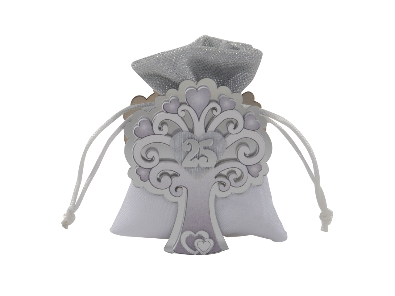 Tree sacchetto portaconfetti 9cm con albero della vita 25Â°anniversario