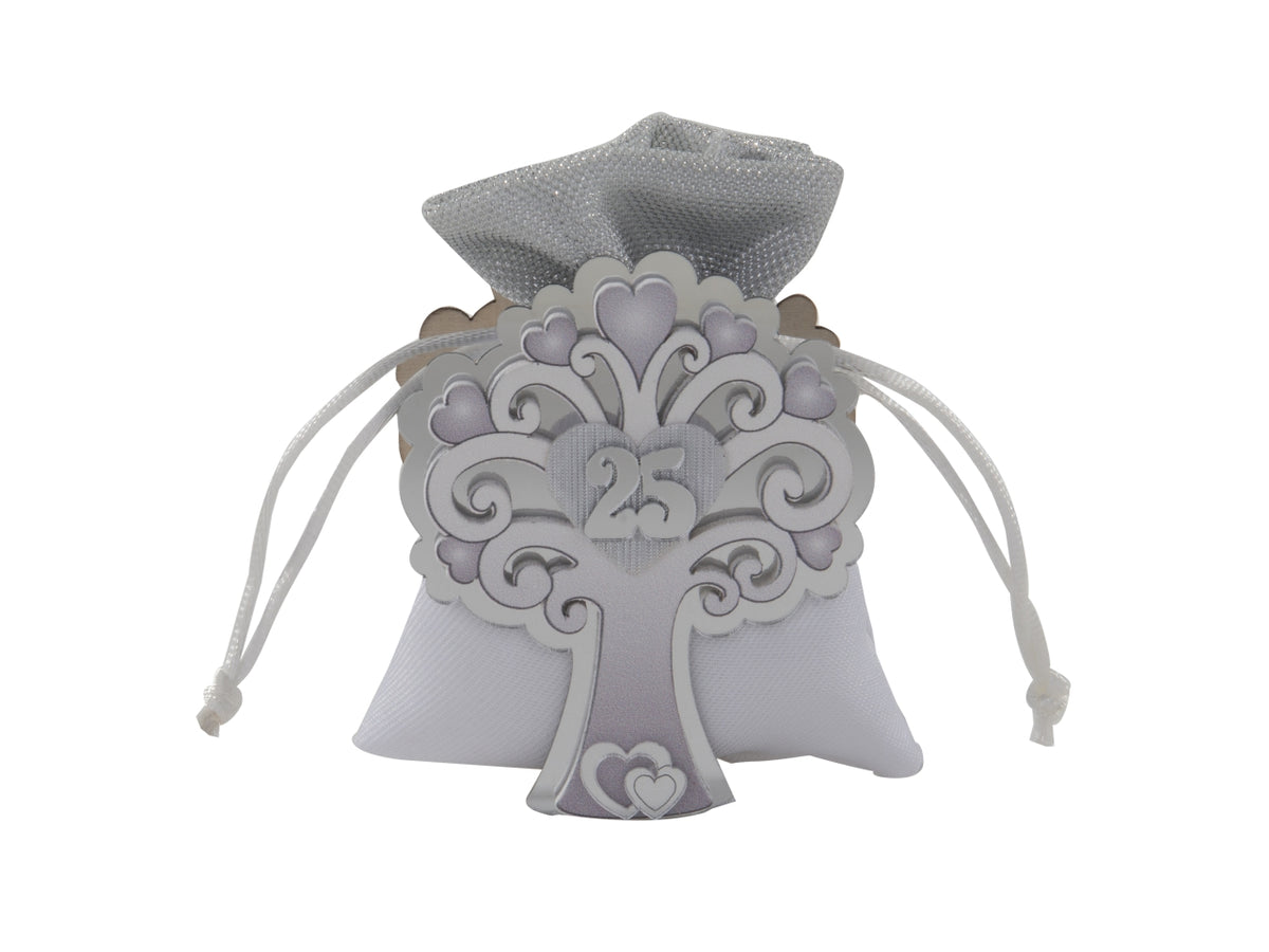 Tree sacchetto portaconfetti 9cm con albero della vita 25Â°anniversario
